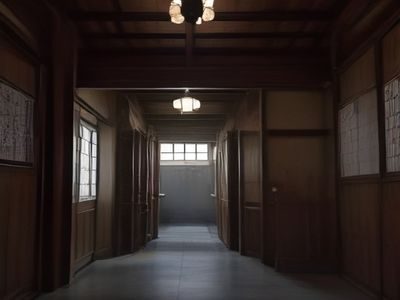 资深内容安全编辑在办公室内翻阅资料，表情专注，背景为石墨灰色书架